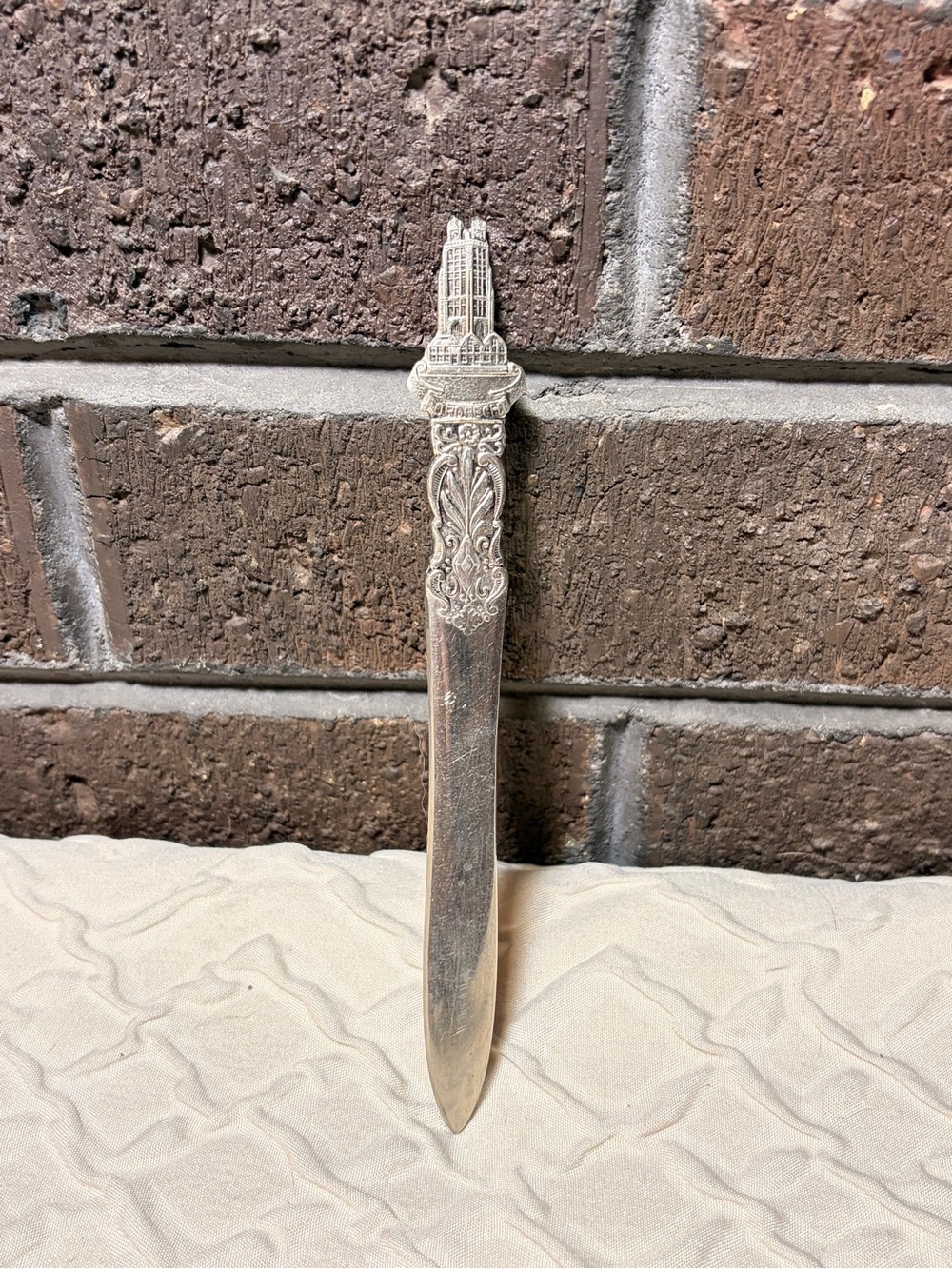 Vintage Zilverstad Holland Silver Plated Letter Opener Peace Palace The Hague